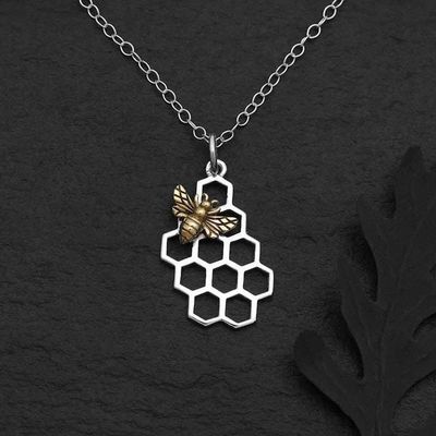 Alternate image for Honeycomb Necklace with Bronze Bee