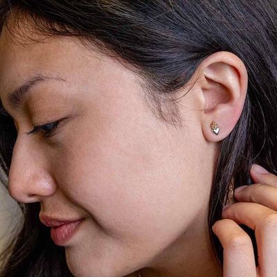 Alternate image for Heart Stud Earrings with Bronze Flame