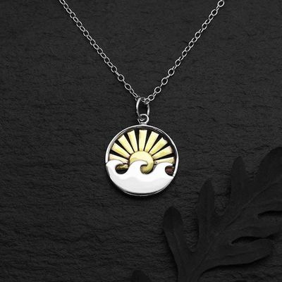 Alternate image for Wave Necklace with Bronze Sun