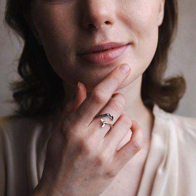 Alternate image for Adjustable Wave and Whale Tail Ring