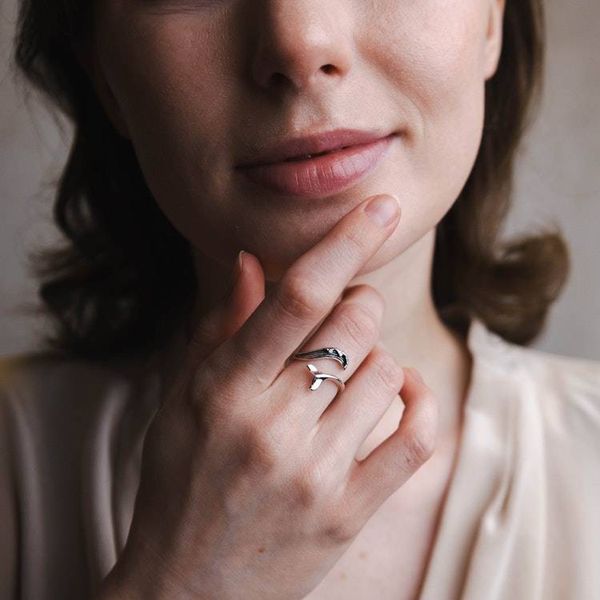 Alternate image for Adjustable Wave and Whale Tail Ring