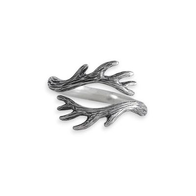 Primary image for Sterling Silver Antler Adjustable Ring on Hand Small Adjustable Antler Ring