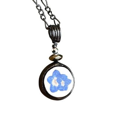 Alternate image for Pressed Flower Jewelry for Women, Real Forget Me Not Flower Necklace, Handcrafted of Quality Glass