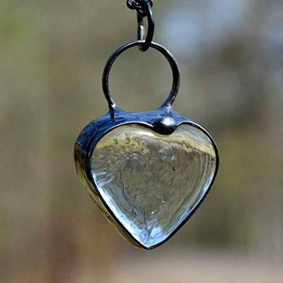 Alternate image for Chunky Glass Heart Necklace for Women, Artisan Handmade Statement Jewelry