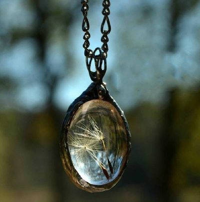 Alternate image for Dandelion Seed Necklace, Wish Jewelry, Dandelion Jewelry, 3 Seeds, Three Wishes