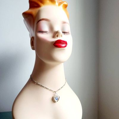 Alternate image for Real Pressed Flower Heart Necklace, Queen Annes Lace Pendant with Forget Me Not, 13th Anniversary Jewelry Gifts