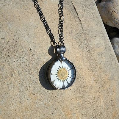 Alternate image for Real Pressed FlowerJewelry for Women, White Daisy Pendant Necklace