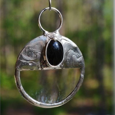 Alternate image for Magnifying Glass Necklace for Women, Magnifier Pendant, Useful Unisex Reading Aid Jewelry, Obsidian Inset