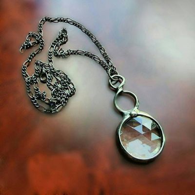 Alternate image for Kaleidoscope Necklace, Long Pendant Chain, Glass Prism Jewelry, Fun Gift for Her