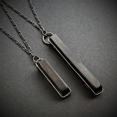 Alternate image for Real Ebony Piano Key Pendant Necklace or Key Ring, Repurposed Antique 100 Year Old Sharp Note, Unique Jewelry