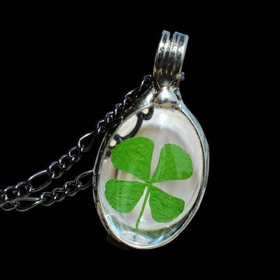 Alternate image for Real 4 Leaf Clover Necklace for Women, Quality Glass Pendant, Irish Lucky Charm, St. Patricks Day Jewelry
