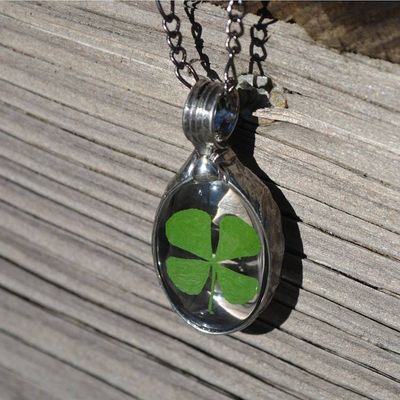 Alternate image for Real 4 Leaf Clover Necklace for Women, Quality Glass Pendant, Irish Lucky Charm, St. Patricks Day Jewelry