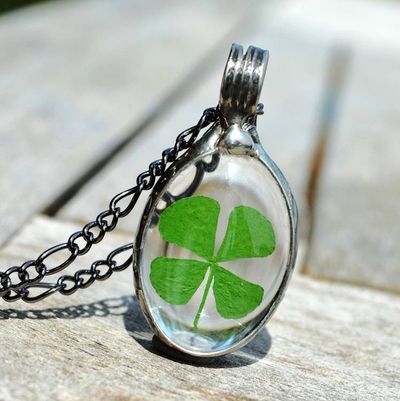 Alternate image for Real 4 Leaf Clover Necklace for Women, Quality Glass Pendant, Irish Lucky Charm, St. Patricks Day Jewelry