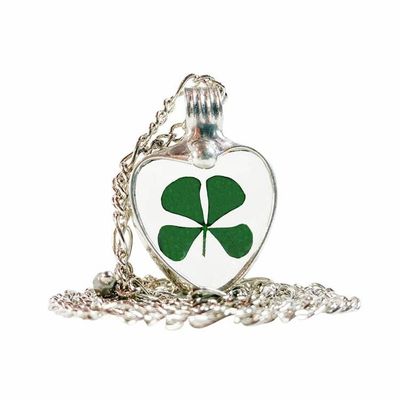 Alternate image for 4 Leaf Clover Heart Pendant, Lucky Charm Necklace for Women, St. Patricks Day Jewelry