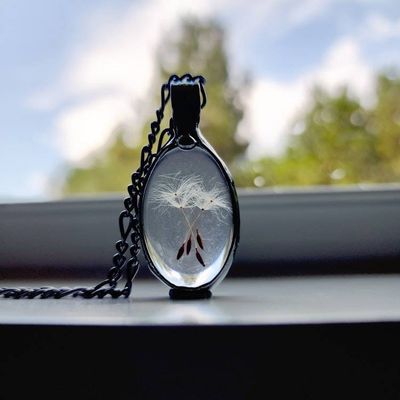 Alternate image for Dandelion Necklace, Wish Necklace for Women, 4 Seed, Handmade Dandelion Seed Pendant