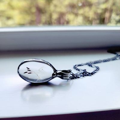 Alternate image for Dandelion Necklace, Wish Necklace for Women, 4 Seed, Handmade Dandelion Seed Pendant