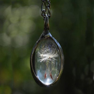 Alternate image for Dandelion Seed Necklace, Wish Jewelry for Women, Make a Wish Pendant, 2 Dandelion Seeds