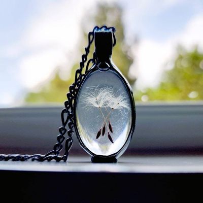 Alternate image for Dandelion Seed Necklace, Wish Jewelry for Women, Make a Wish Pendant, 2 Dandelion Seeds