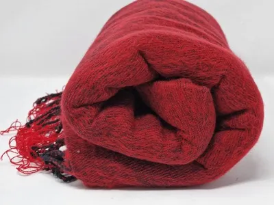 Primary image for Handloomed Soft, Warm Yak Wool Throw Blanket or Wrap - Red