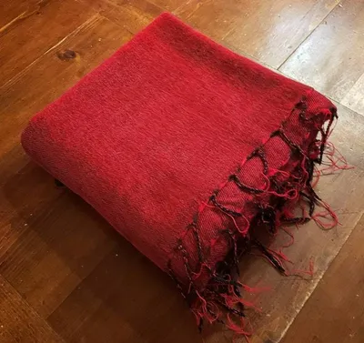Alternate image for Handloomed Soft, Warm Yak Wool Throw Blanket or Wrap - Red