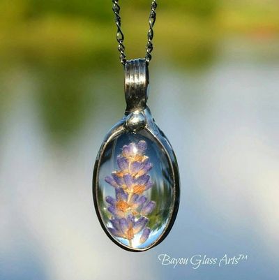 Alternate image for Real Pressed Flower Pendant Necklace, Purple Lavender Jewelry Gift for Her, Quality Glass Terrarium Pendant,