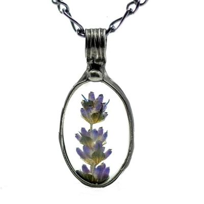 Alternate image for Real Pressed Flower Pendant Necklace, Purple Lavender Jewelry Gift for Her, Quality Glass Terrarium Pendant,