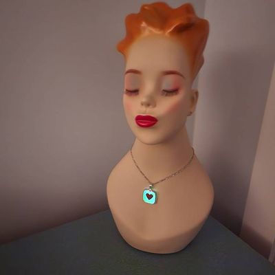 Alternate image for Glow in the Dark Heart Necklace, Red Heart in Fused Glass