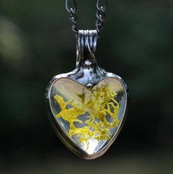 Image for Heart Necklace for Women, Moss Heart Pendant, Natural Plant Pendant, Earthy Jewelry