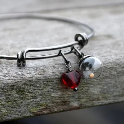 Primary image for Mustard Seed Glass Charm Bracelet, Faith Symbol Jewelry