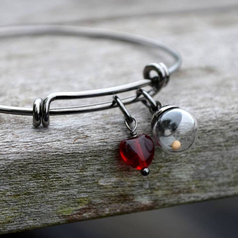 Mustard Seed Glass Charm Bracelet, Faith Symbol Jewelry