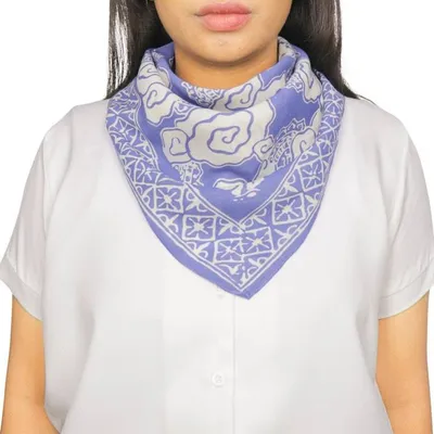 Alternate image for Large 39 Hand Dyed Batik Bandana, 100% Soft Cotton , Pewter Sky