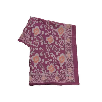 Alternate image for Hand Dyed Batik Bandana, 100% Soft Cotton, Plumeria, Pink Lilac