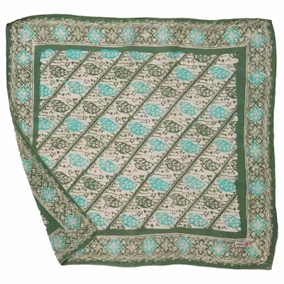 Alternate image for Batik Bandana, Soft Lightweight Cotton, Leaf Lovers, Hand Dyed, Lime Cream