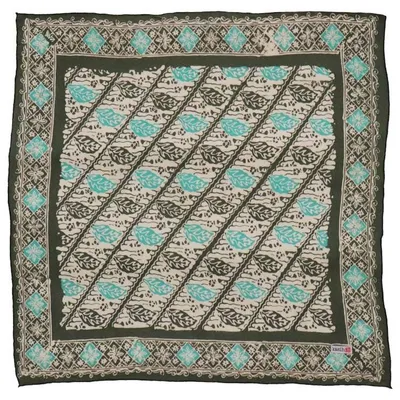 Alternate image for Batik Bandana, Soft Lightweight Cotton, Leaf Lovers, Hand Dyed, Lime Cream