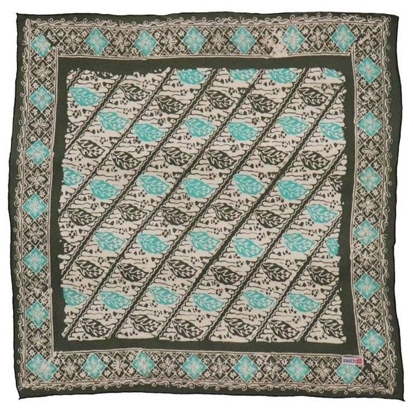 Alternate image for Batik Bandana, Soft Lightweight Cotton, Leaf Lovers, Hand Dyed, Lime Cream