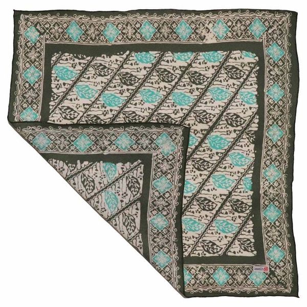 Alternate image for Batik Bandana, Soft Lightweight Cotton, Leaf Lovers, Hand Dyed, Lime Cream