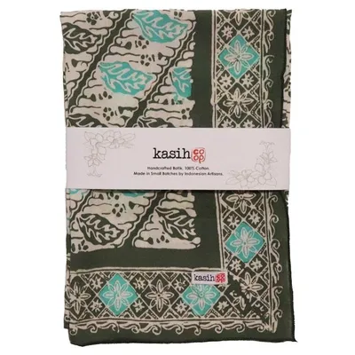 Alternate image for Batik Bandana, Soft Lightweight Cotton, Leaf Lovers, Hand Dyed, Lime Cream