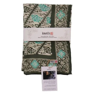 Alternate image for Batik Bandana, Soft Lightweight Cotton, Leaf Lovers, Hand Dyed, Lime Cream