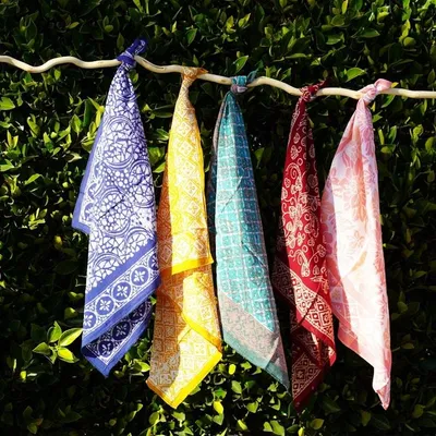 Alternate image for Hand Dyed Batik Bandana, 100% Soft Cotton, Charmed Canopy, Red