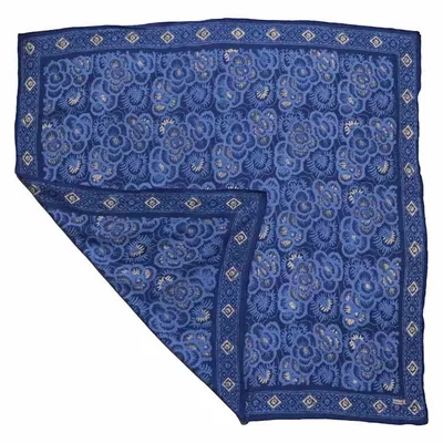 Alternate image for Large 39 Batik Bandana, Hand Dyed, 100% Soft Cotton, Oversized Large Head Scarf for Hair, Blue Roses