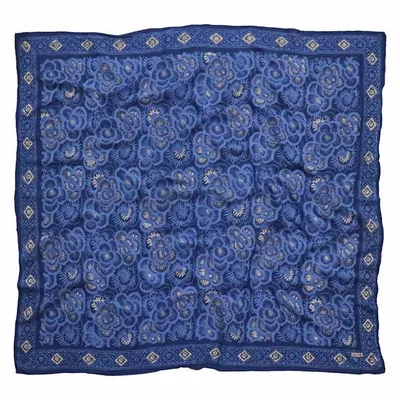 Alternate image for Large 39 Batik Bandana, Hand Dyed, 100% Soft Cotton, Oversized Large Head Scarf for Hair, Blue Roses