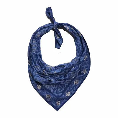 Alternate image for Large 39 Batik Bandana, Hand Dyed, 100% Soft Cotton, Oversized Large Head Scarf for Hair, Blue Roses