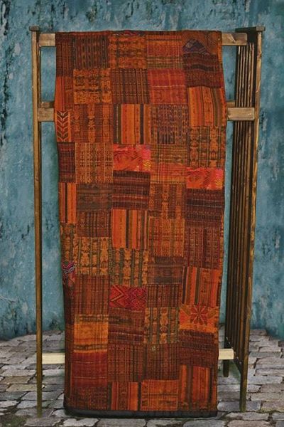 Alternate image for Handmade Queen-size Rust and Terracotta Guatemalan Patchwork Quilt Set