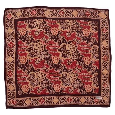 Alternate image for Hand Dyed Batik Bandana, 100% Soft Cotton, Sunlit Garden, Red Burgundy