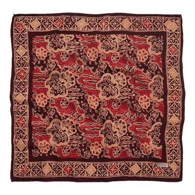 Alternate image for Hand Dyed Batik Bandana, 100% Soft Cotton, Sunlit Garden, Red Burgundy