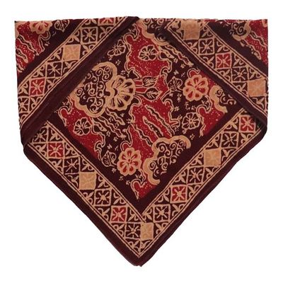 Alternate image for Hand Dyed Batik Bandana, 100% Soft Cotton, Sunlit Garden, Red Burgundy