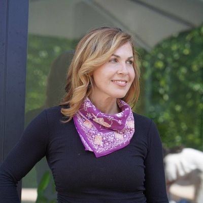 Alternate image for Hand Dyed Batik Bandana, Royal Flutter, Purple Butterfly, 100% Cotton