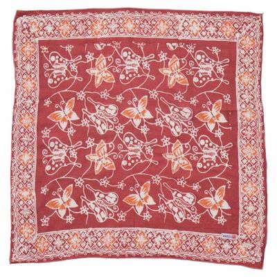 Alternate image for Hand Dyed Batik Bandana, Royal Flutter, Purple Butterfly, 100% Cotton