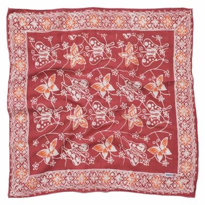 Alternate image for Hand Dyed Batik Bandana, Royal Flutter, Purple Butterfly, 100% Cotton