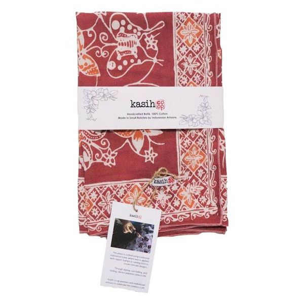 Alternate image for Hand Dyed Batik Bandana, Royal Flutter, Purple Butterfly, 100% Cotton